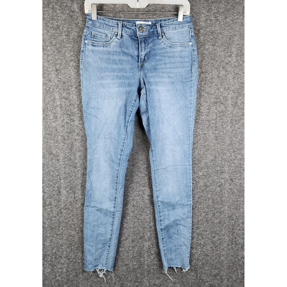 Jessica Simpson Kiss Me Super Skinny Jeans Womens 27 Blue Medium Wash Raw Hem